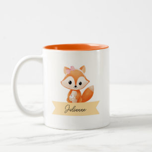 Caneca De Café Em Dois Tons Raposa fofa personalizada