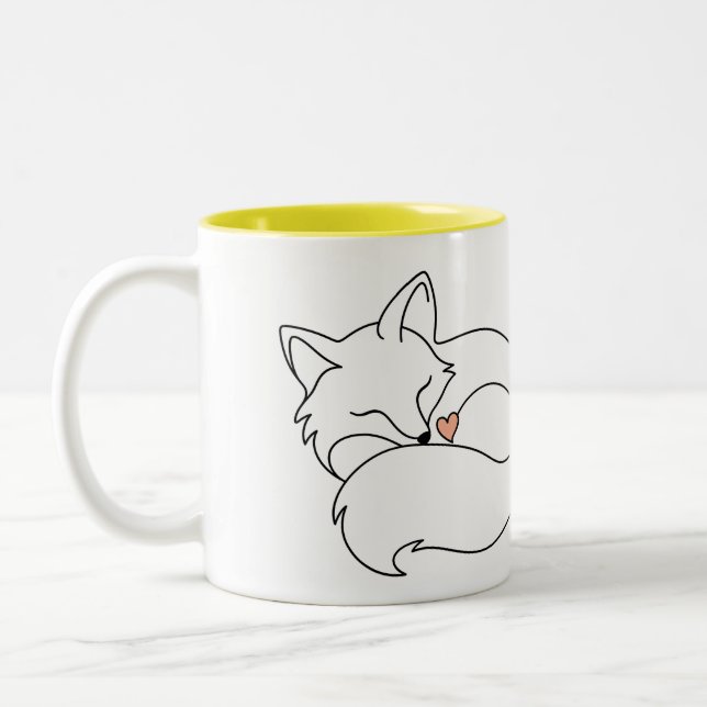 Caneca De Café Em Dois Tons Raposa Preguiçosa (Esquerda)