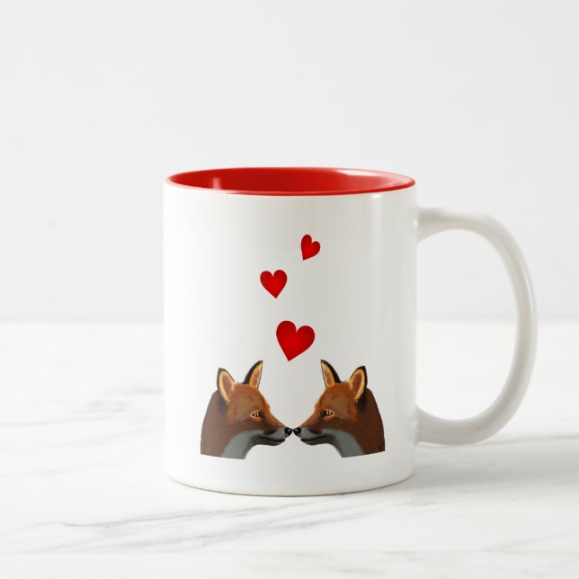 Caneca De Café Em Dois Tons Raposas apaixonadas (Direita)