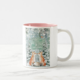 Caneca De Café Em Dois Tons raposas mágicas de natal neve de inverno