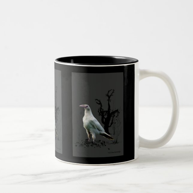 Caneca De Café Em Dois Tons Rare White Raven Wildlife Art (Direita)