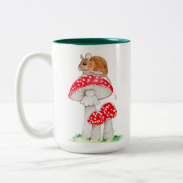 Caneca De Café Em Dois Tons Rato cômico sobre a cor d'água agaútica mosca