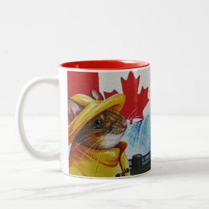 Caneca De Café Em Dois Tons Rato do Canadá em Niagra Falls Watercolor Art