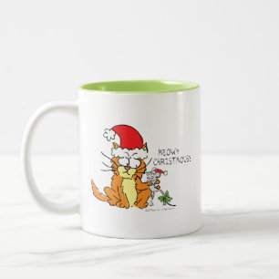 Caneca De Café Em Dois Tons Rato Gato de Cartografia de Natal Engraçado