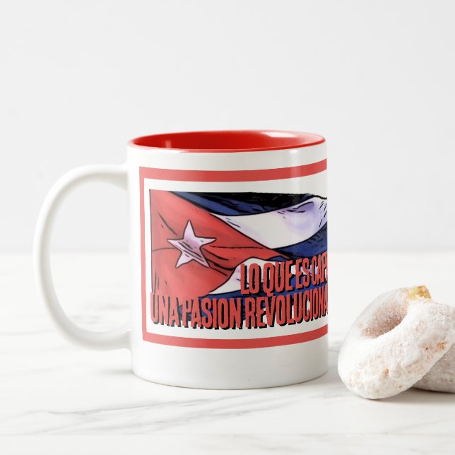 Caneca De Café Em Dois Tons Raúl Castro (Com Donut)