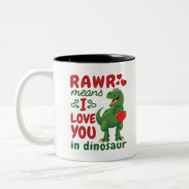 Caneca De Café Em Dois Tons Rawr Quer Dizer Que Te Amo No Dinossauro