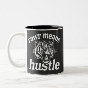 Caneca De Café Em Dois Tons Rawr Significa Trabalhar Dívida Engraçada de Motiv