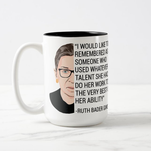 Caneca De Café Em Dois Tons RBG Ruth Bader Ginsburg Tributa RIP (Esquerda)