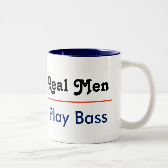 Caneca De Café Em Dois Tons Real Men Play Bass (Direita)