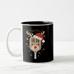 Caneca De Café Em Dois Tons Realizador de Natal do Jogador de Pickleball Xmas