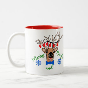 Caneca De Café Em Dois Tons Rebelde com Luzes de Natal Café Chá
