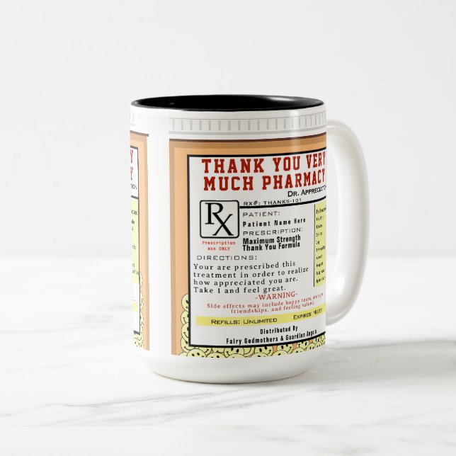 Caneca De Café Em Dois Tons Receita de Agradecimento (Frente Esquerda)