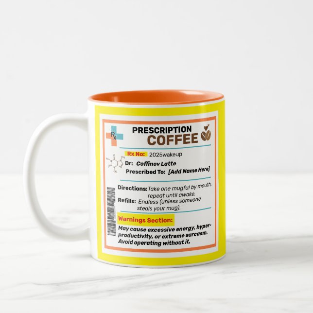 Caneca De Café Em Dois Tons Receita Engraçada Personalizada Coffee Mug (Esquerda)