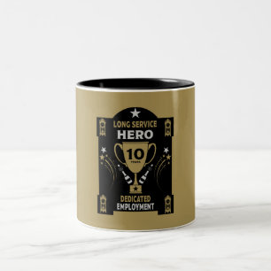 Caneca De Café Em Dois Tons Reconhecimento do Serviço de Emprego Longo Dez ano