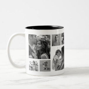 Caneca De Café Em Dois Tons Recordação de Foto 12 Quadrados Preto e Branco