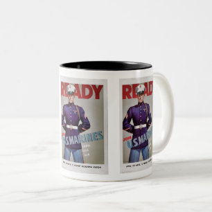 Caneca De Café Em Dois Tons Recrutamento Marinho Vintage