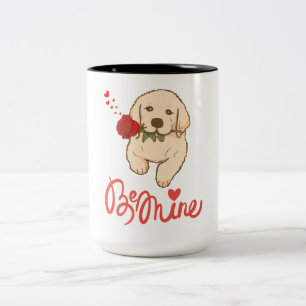 Caneca De Café Em Dois Tons Recuperador de ouro com um rosa. Seja Mim