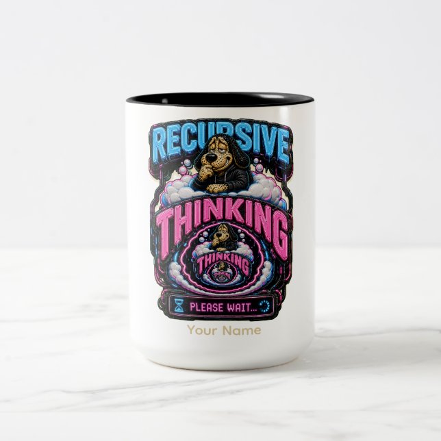 Caneca De Café Em Dois Tons Recursive Thinking Personalized Funny Overthinking (Centro)