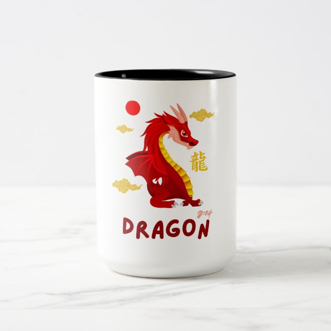 Caneca De Café Em Dois Tons Red Baby Dragon 2024 (Centro)