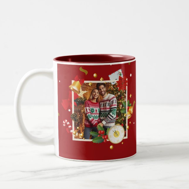 Caneca De Café Em Dois Tons Red Christmas Couple Gift Mug (Esquerda)