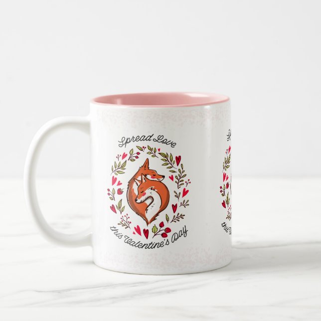 Caneca De Café Em Dois Tons Red Foxes Namorados Love (Esquerda)