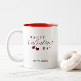 Caneca De Café Em Dois Tons Red Glitter Happy Valentine's Day Hearts