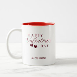 Caneca De Café Em Dois Tons Red Glitter Happy Valentine's Day Hearts