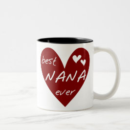 Caneca De Café Em Dois Tons Red Heart Best Nana Ever T-shirts e presentes
