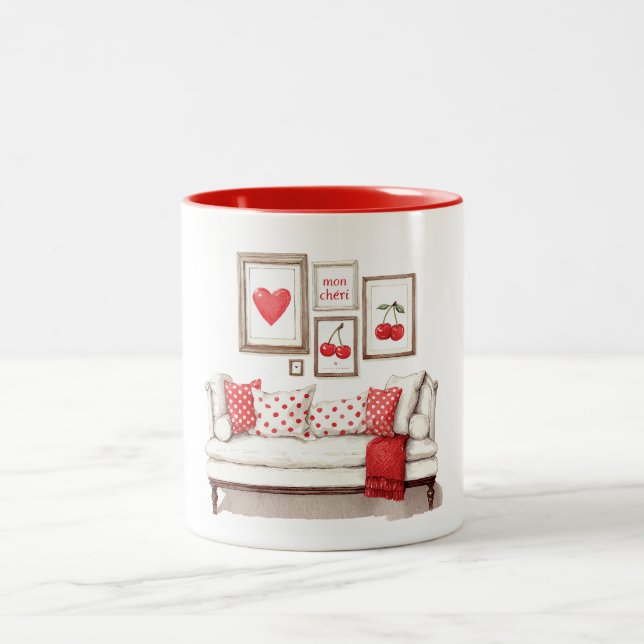 Caneca De Café Em Dois Tons Red Heart Cherries Love (Centro)