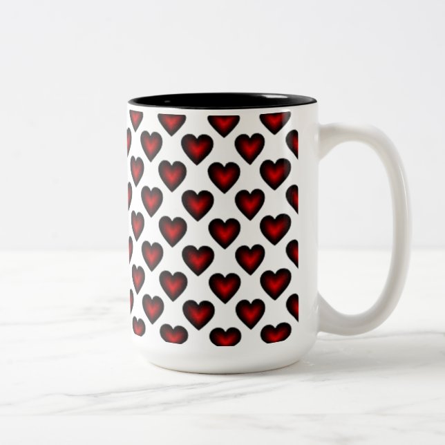 Caneca De Café Em Dois Tons Red Heart Pattern Coffee Mug (Direita)