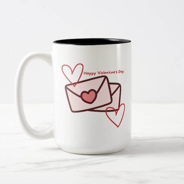 Caneca De Café Em Dois Tons Red Hearth Happy Valentine's Day (Esquerda)