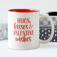 Red Hugs Kisses Dia de os namorados Coffee Mug
