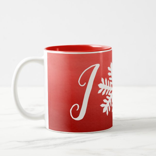 Caneca De Café Em Dois Tons Red Joy Snowflake (Esquerda)