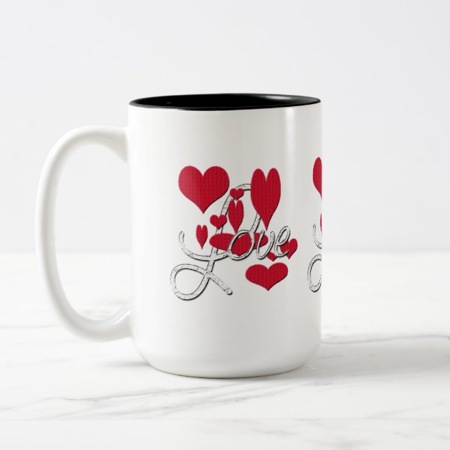 Caneca De Café Em Dois Tons Red Love Hearts (Esquerda)