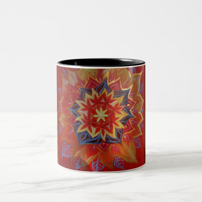 Caneca De Café Em Dois Tons Red Mandala - Mug De Duas Toneladas (Centro)