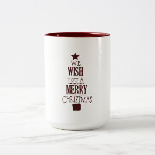 Caneca De Café Em Dois Tons Red Merry Christmas Tree Wish