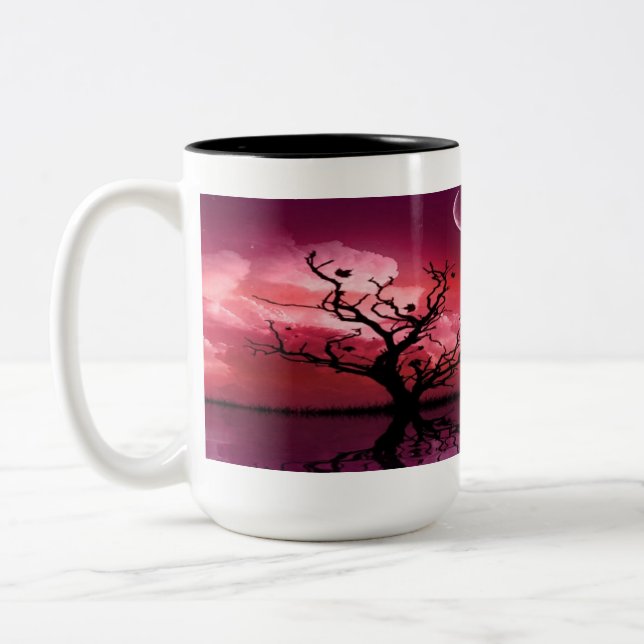 Caneca De Café Em Dois Tons Red Night Sky Reflete Coffee Censor Cânhamo (Esquerda)