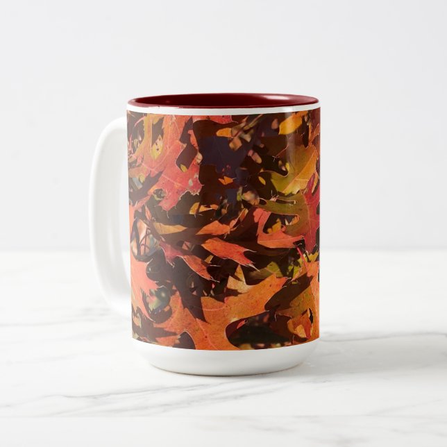 Caneca De Café Em Dois Tons Red Oak Leaves, Wisconsin (Frente Esquerda)