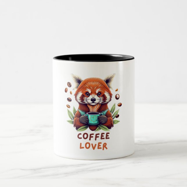 Caneca De Café Em Dois Tons Red Panda Coffee Lover (Centro)