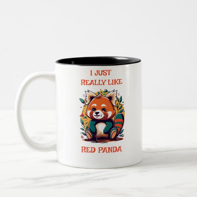 Caneca De Café Em Dois Tons Red Panda, Eu Gosto Muito De Panda Vermelha (Esquerda)