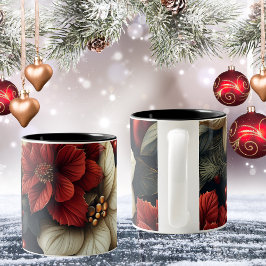 Caneca De Café Em Dois Tons Red Poinsettia Natal