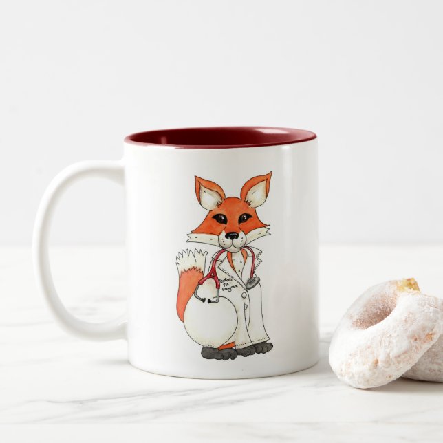 Caneca De Café Em Dois Tons Red Rocks Fox Mug (Com Donut)