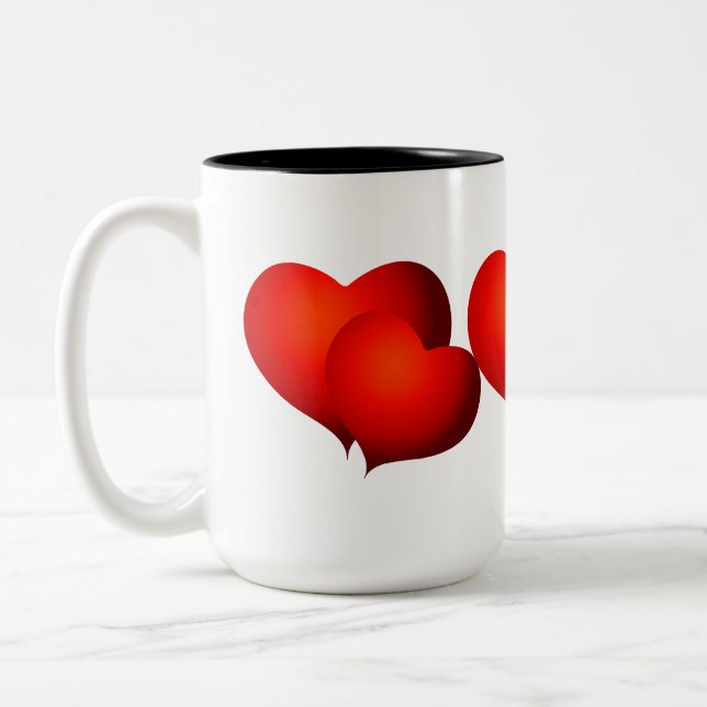 Caneca De Café Em Dois Tons Red Satin Hearts (Esquerda)