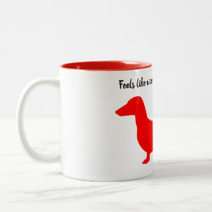 Caneca De Café Em Dois Tons Red Silhouette Dachshund Mug