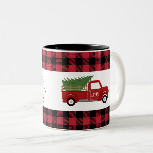 Caneca De Café Em Dois Tons Red Truck Buffalo - Xadrez Natal