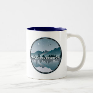 Caneca De Café Em Dois Tons Reflexão do Reservatório Buckhorn na Carolina do