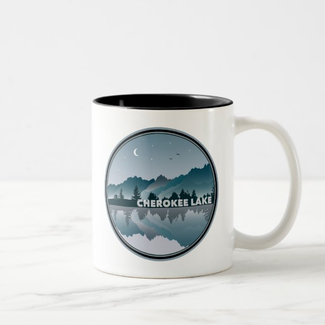 Caneca De Café Em Dois Tons Reflexão do Tennessee no lago Cherokee (Direita)