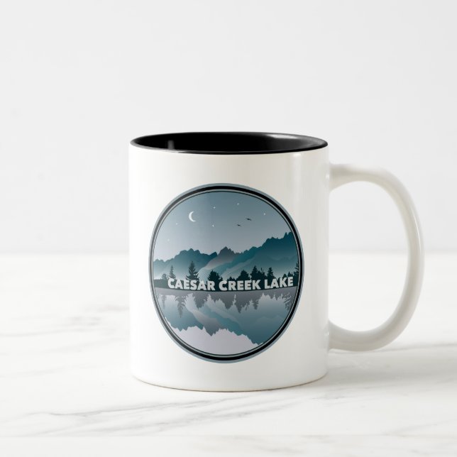 Caneca De Café Em Dois Tons Reflexão sobre Caesar Creek Lake Ohio (Direita)
