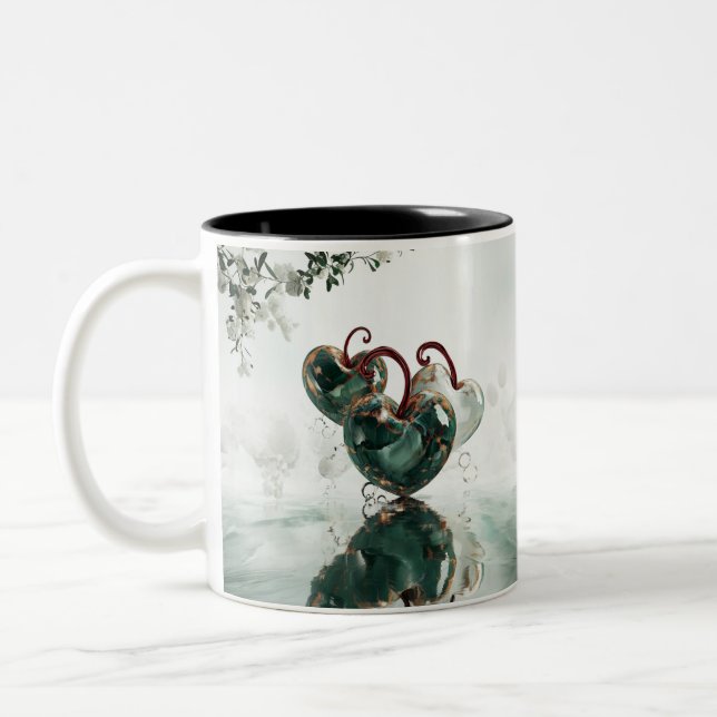 Caneca De Café Em Dois Tons Reflexões do Emerald Heart (Esquerda)