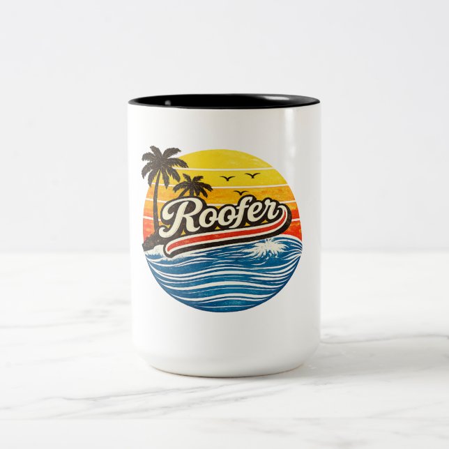 Caneca De Café Em Dois Tons Reformador Design Pôr do Sol Retro (Centro)